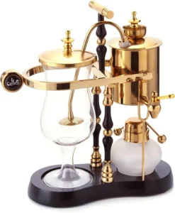 Diguo Luxury Royal Family Belgian Siphon Coffee Maker, Classic Gold Elegant Double Ridged Fulcrum
